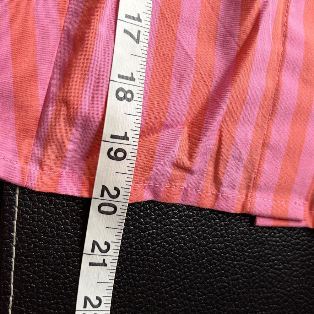 Anthropologie Maeve Short Sleeve Monogram Cropped Top Pink Rose Shirt Sz L NEW - Picture 13 of 13